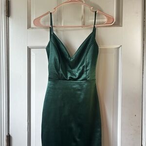 Elegant Green Satin Dress